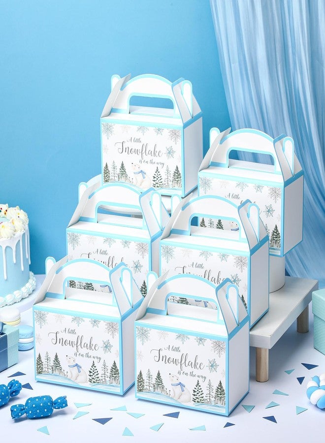 مارسبارك مجموعة مارسبارك من 24 صندوق هدايا لحفلات استقبال المولود بتصميم ندفة ثلجية صغيرة، زينة لحفلات استقبال المولود بتصميم ندفة ثلجية صغيرة قادمة، صناديق هدايا بتصميم أرض العجائب الزرقاء، لوازم حفلات الشتاء - Image 4